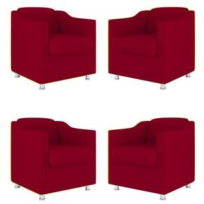 Kit 4 Poltronas Tilla Decorativas Consultório Sala Tecido Suede