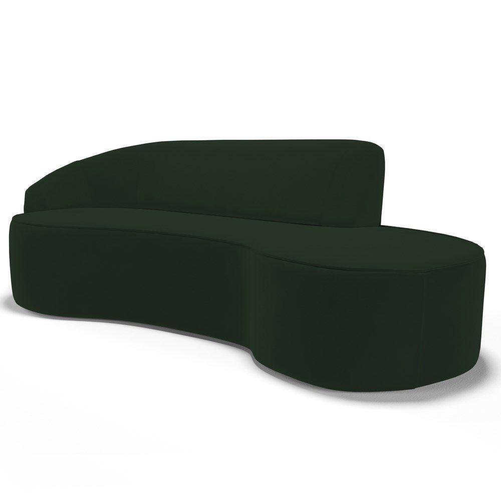 Sofá Living 4 Lugares 300cm Braço Esquerdo Mozart D06 Veludo Verde - Mpozenato