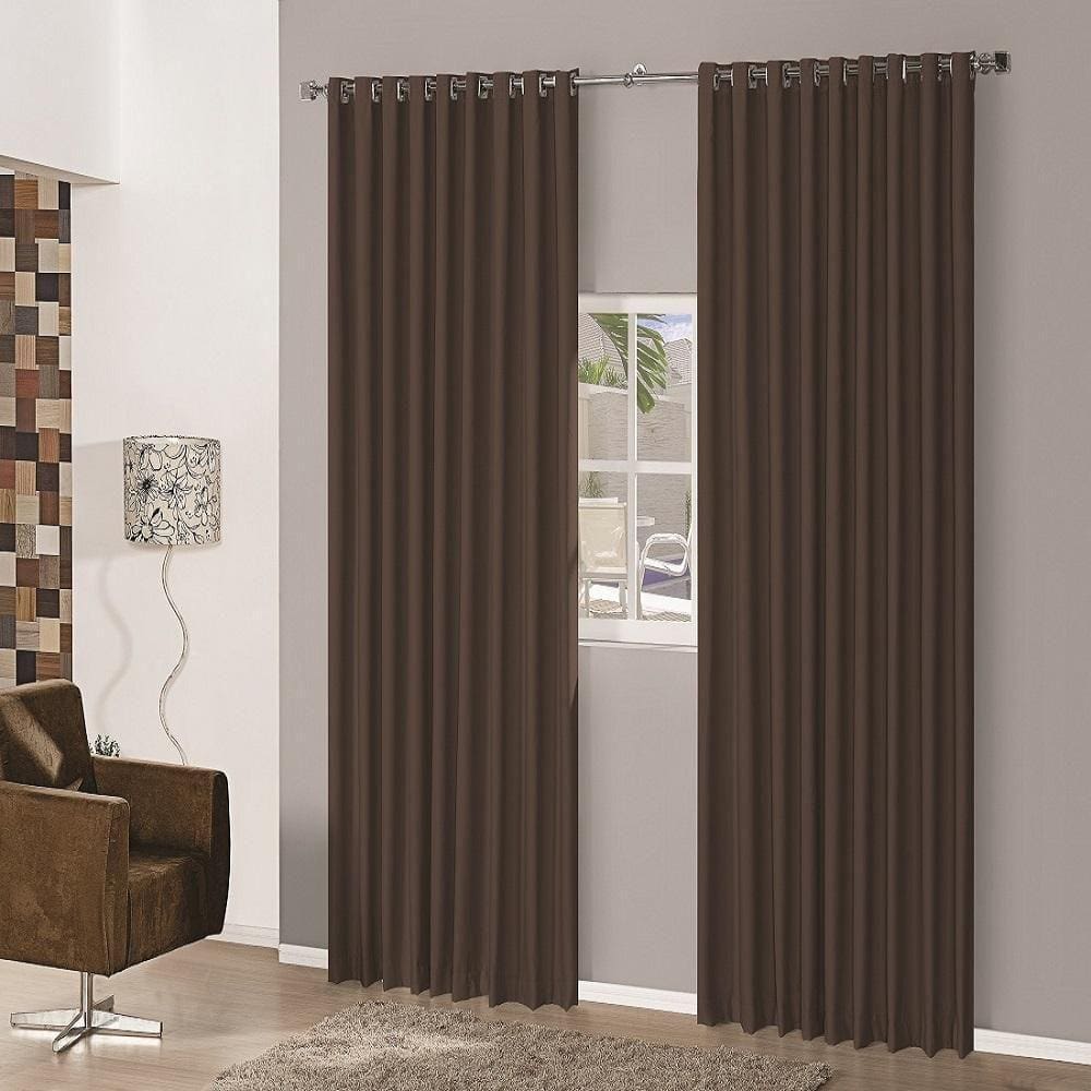 Cortina Blackout Em Tecido 6,00X2,80 Corta Luz Marrom