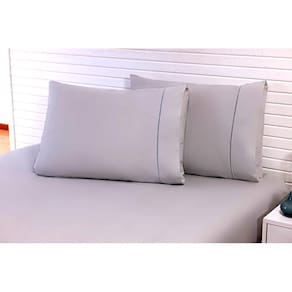 Kit 10 Fronhas 70x50cm Percal 100% Algodão 300 Fios Ponto Palito Cinza