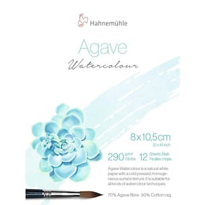 Bloco Agave Watercolour Hahnemuhle 8x10,5cm Textura Fina 290g/m 12 Folhas 10625400