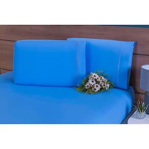 Kit 12 Fronhas 70x50cm Percal 100% Algodão 300 Fios Ponto Palito Azul