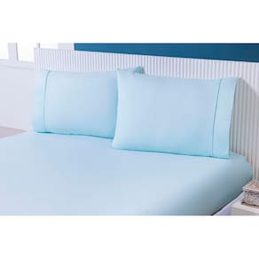 Kit 12 Fronhas 70x50cm Percal 100% Algodão 300 Fios Ponto Palito Verde Água