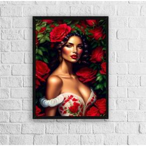 Quadro Decorativo Pombagira Rosa Vermelha 45x34cm - Vidro