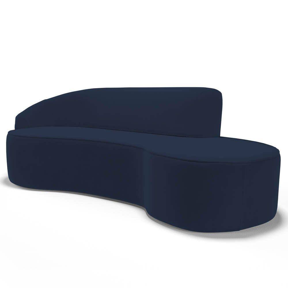 Sofá Living 2 Lugares 180cm Braço Esquerdo Mozart D06 Veludo Azul - Mpozenato
