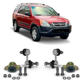 2 Kit Bieletas Tirante + Bucha Abraçadeira Barra Estabilizadora Amortecedor Dianteiro Honda CRV 2001 2002