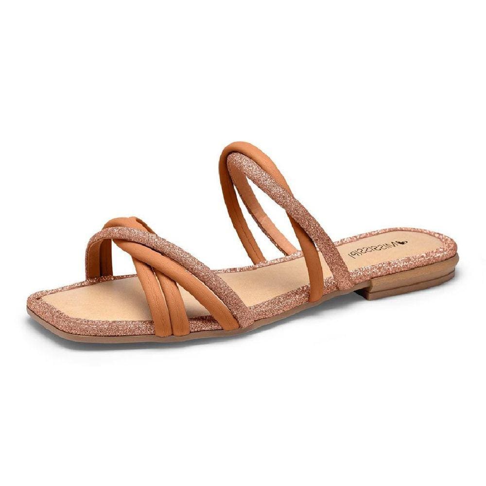Chinelo Rasteiro Feminino Tiras de Brilho Mississipi Q9663