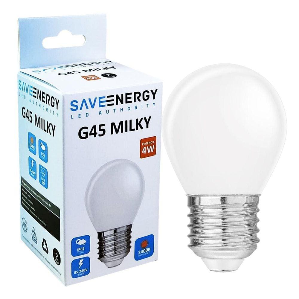 Lâmpada Bolinha Led 4W G45 E27 360 Ip65 Para Chuva B. Quente