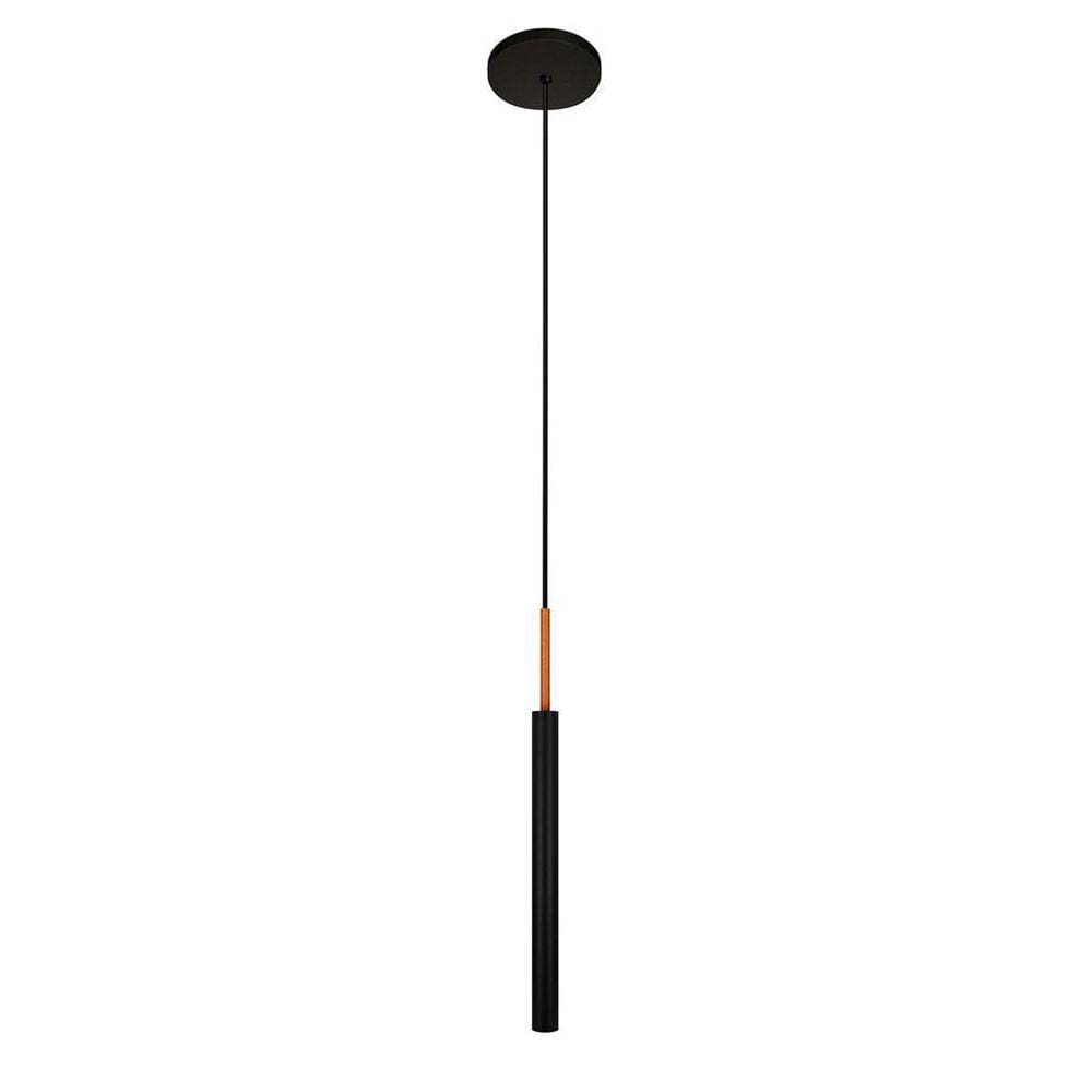 Luminária Pendente Teto Tubo Sala Quarto Preto Cobre 40Cm