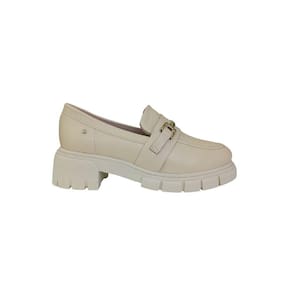 Sapato Mocassim Tratorado Off White em Couro Ultraconforto