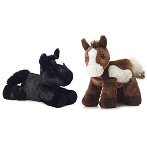 Aurora Paint Cavalo de Pelúcia & Beau Black Horse Mini Flopsie 8 Bundle