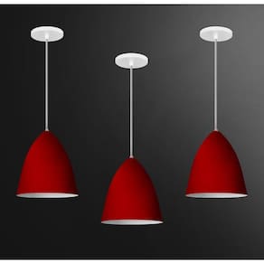 Kit 3 Lustres Pendentes Modelo Vegas Luxo Vermelho Com Branco
