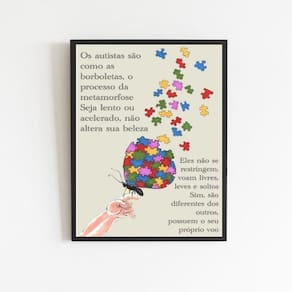 Quadro Conscientização Do Autismo 24X18Cm - Com Vidro Preta