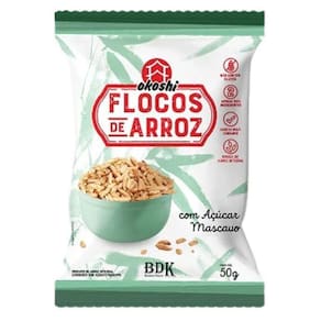 Flocos De Arroz Integral Com Açúcar Mascavo Okoshi 50G