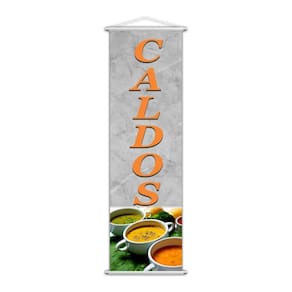 Banner Caldos Sopas Comida Restaurante 100X30Cm