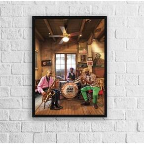 Quadro Jazz Músicos New Orleans 24x18cm Preta