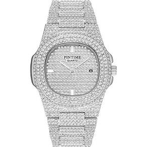 Luxo Relógios Unissex Diamante Ouro Relógios Quartzo Calendário Moldura Luminosa Relógio de Luxo (Ouro 2)
