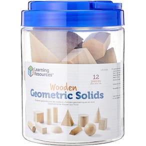 Recursos de aprendizagem Sólidos Geométricos, Formas de Madeira, Conjunto de 12 Formas Geométricas, Idades 6+, Multi-cor