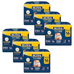 Kit 6 Roupas Íntima Bigfral Pants Derma Plus P/M com 16un cada