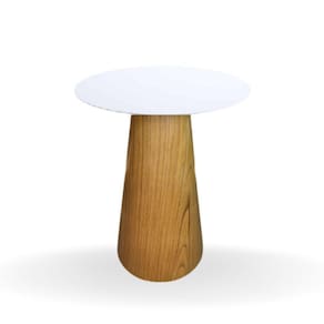 Mesa Bistrô Cone 60 Cm Tampo Laca Branca Base Freijó Cor Branco