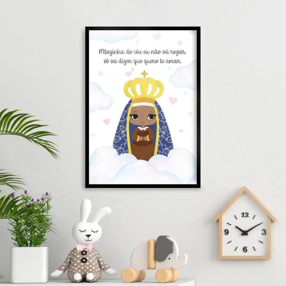 Quadro N.S. Aparecida Baby 24x18cm - Vidro e Moldura Preta