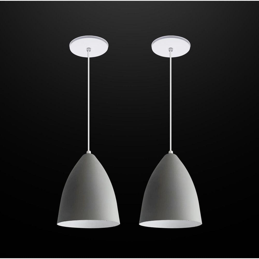 Kit 2 Lustres Pendentes Estilo Vegas Vintage Cinza Com Branco