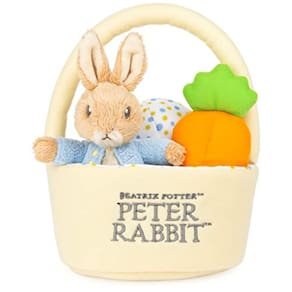 GUND Beatrix Potter Peter Rabbit Cesta de Páscoa de 4 peças Conjunto de pelúcia para maiores de 1 ano, 8,5"