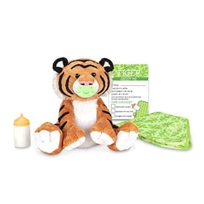 Melissa & Doug 11-Inch Baby Tiger Pelúcia Animal recheado com chupeta, fralda, mamadeira de bebê