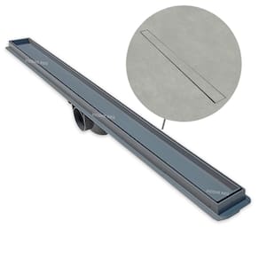 Ralo Linear Piso Oculta 5x70 Para Banheiro Sifonado Cinza Cola Piso