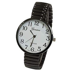 Blekon Coleções Nova Banda super grande de estiramento facial movimento japonês movimento PC21J Fashion Watch (Preto)