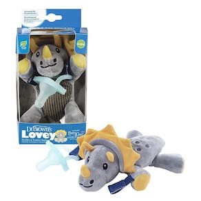 Porta chupetas e mordedores Lovey de Triceratops com Teal, para bebês a partir de 0 meses