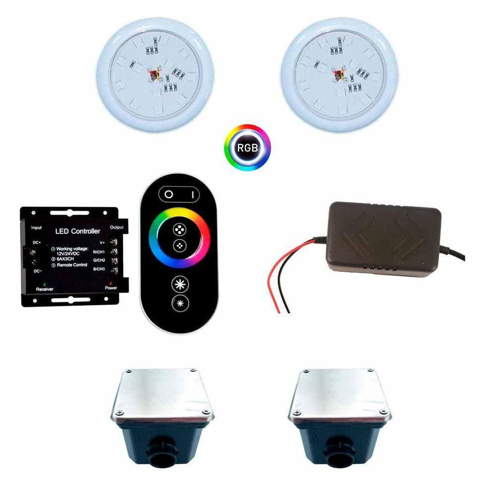Iluminação Para Piscina 5X3 Led Rgb Kit Completo
