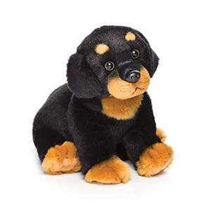 DEMDACO Pequeno Rottweiler Cão Preto com Brinquedo de Pelúcia de Pelúcia Infantil Marrom