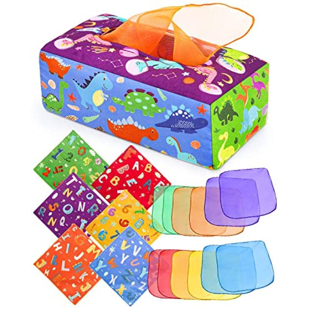 DINORUN Montessori Inspirado Tissue Box Toy Set para bebês