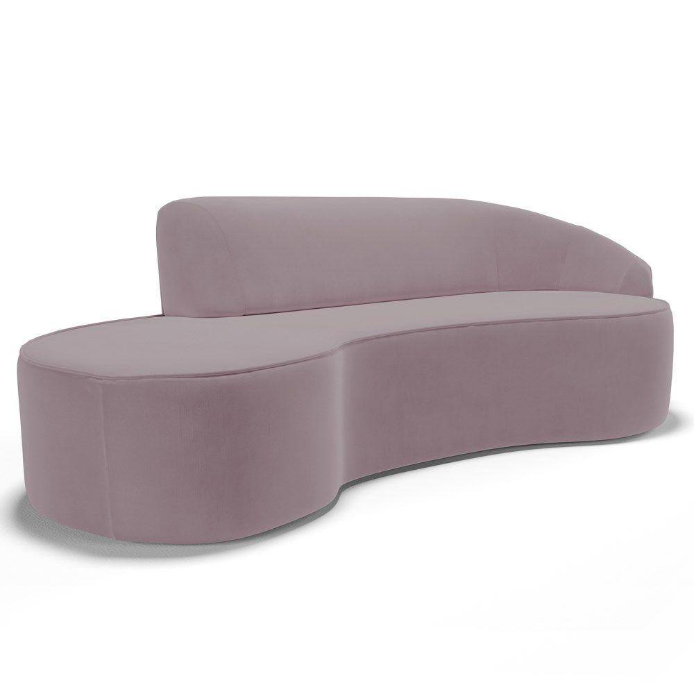 Sofá Living 2 Lugares 180cm Braço Direito Mozart D06 Veludo Rosê - Mpozenato