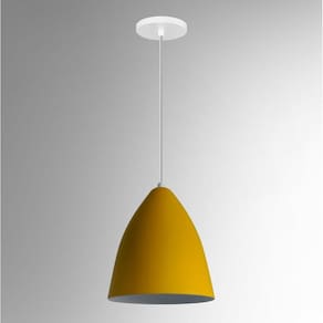 Lustre Pendente Modelo Vegas Luxo Amarelo Com Branco
