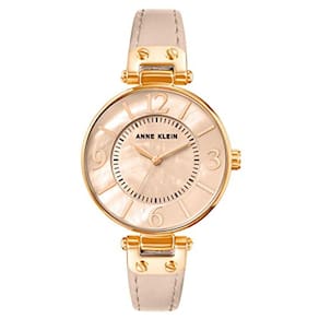 Anne Klein Relógio de vestido japonês de quartzo feminino com alça de couro, rosa, 12 (Modelo: 10/9168RGBH)