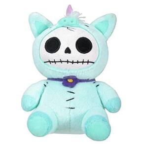 SUMMIT COLLECTION Furrybones Teal Unicórnio Unie Vestindo Purple Daisy Collar Pequena Boneca de Pelúcia