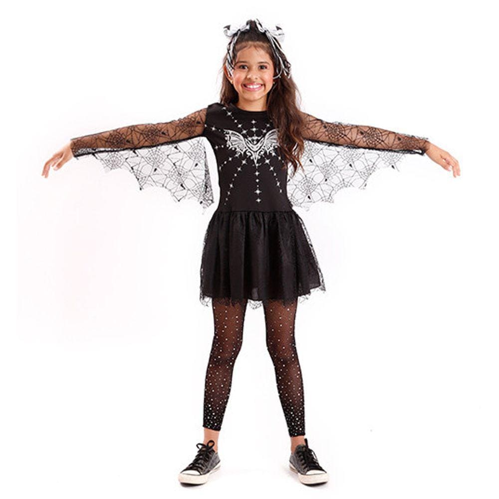 Fantasia infantil rainha vampira bruxinha halloween festas