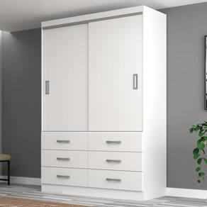 Guarda Roupa Casal 2 Portas de Correr 6 Gavetas Veneza Yescasa Branco