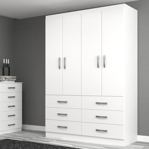 Guarda Roupa Casal 4 Portas 6 Gavetas Treviso Yescasa Branco