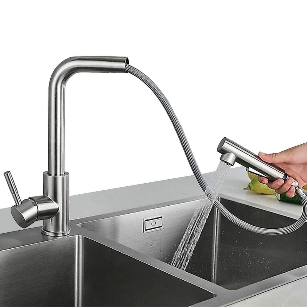Torneira de Cozinha Gourmet Pia Bancada Luxo Função Misturador Monocomando Temperatura Água Quente e Fria Modos Jato Spray Ducha