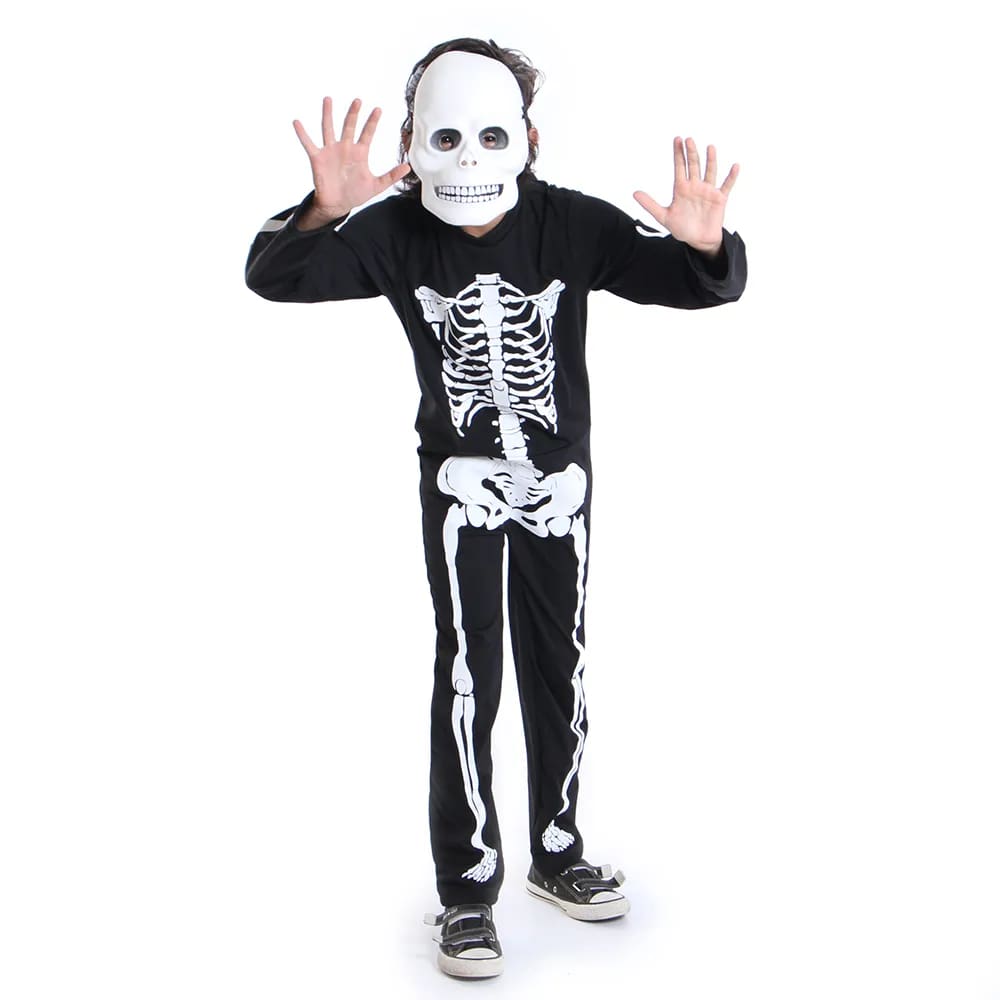 Fantasia Infantil Halloween Dia Das Bruxa Caveira Esqueleto