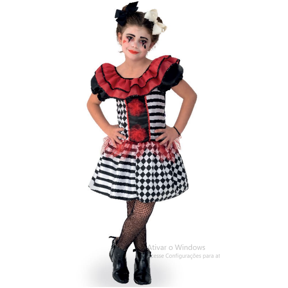 Vestido Arlequina Infantil, de Festa Roupa Fantasia