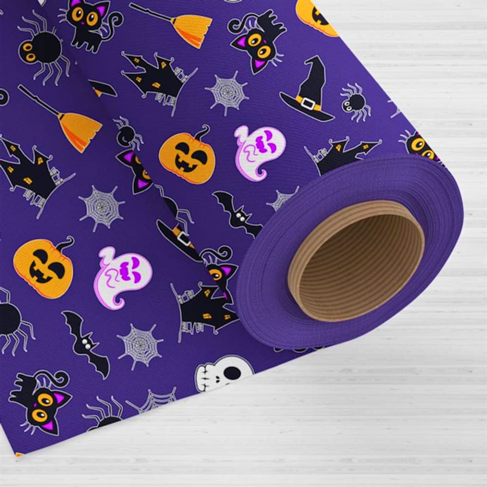 TNT Estampado Toalha De Mesa 1,40x2 40G Halloween Fundo Roxo