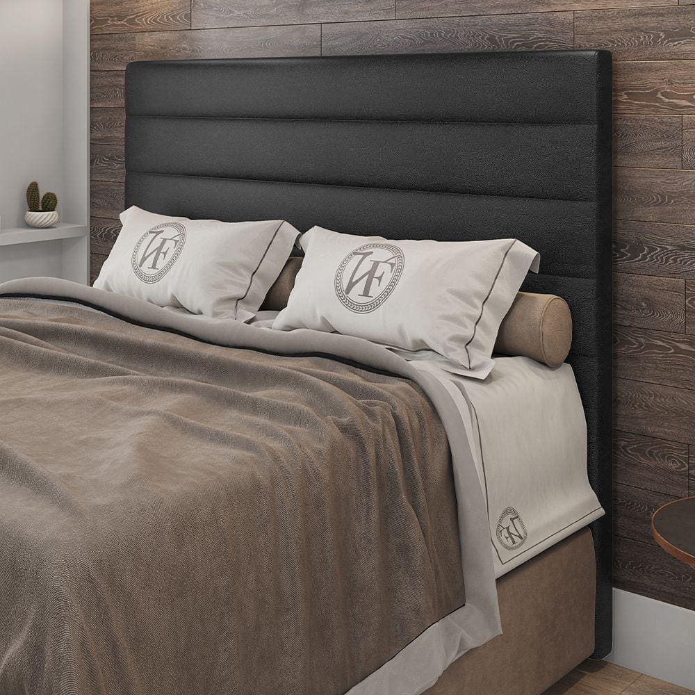 Cabeceira King Size Napoli 193cm Material Sintético Preto c/ Frame Italian Flex