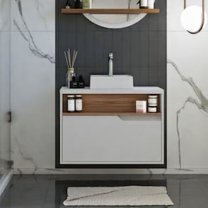 Gabinete 1 Porta Jasper com Cuba Branco/Itapuã