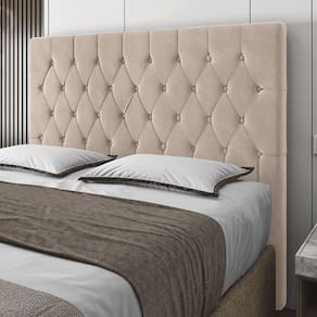 Cabeceira King Size Potenza 193cm Veludo Bege c/ Frame Italian Flex