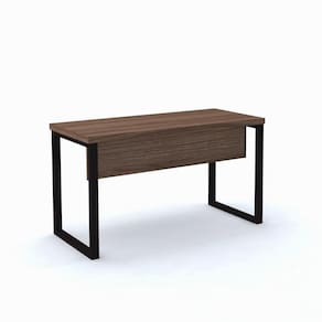 Mesa de Escritório Pé Tubular PE40 em MDP 90 x 60 cm Cor Walnut Base Preta