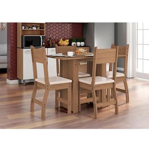 Mesa de Jantar com 4 Cadeiras Ambiente Milano Carvalho Savana - Poliman